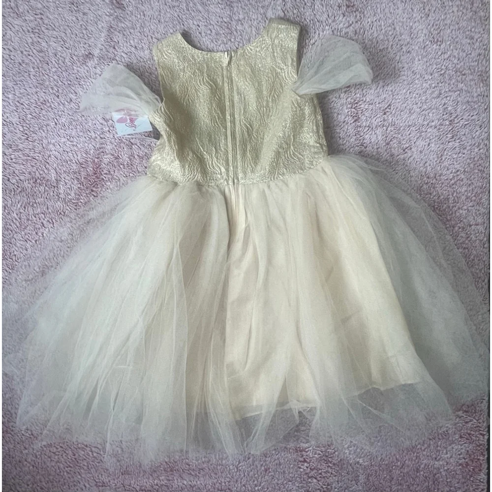 Girls Bonnie Jean ballerina party dress Size 5 Gold Beige tutu